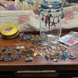 Assorted Jewelry and Decorative Jar